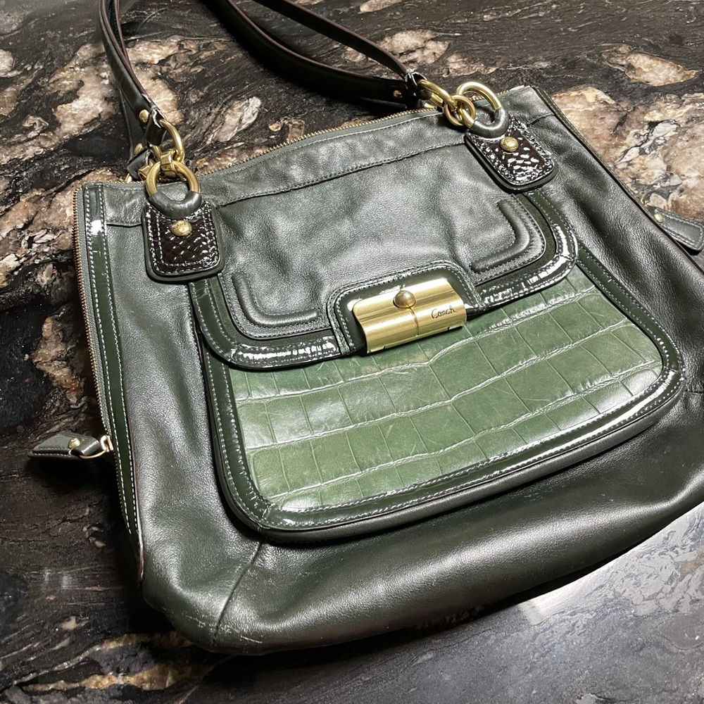 Green Coach Authentic Vintage croc embossed purse